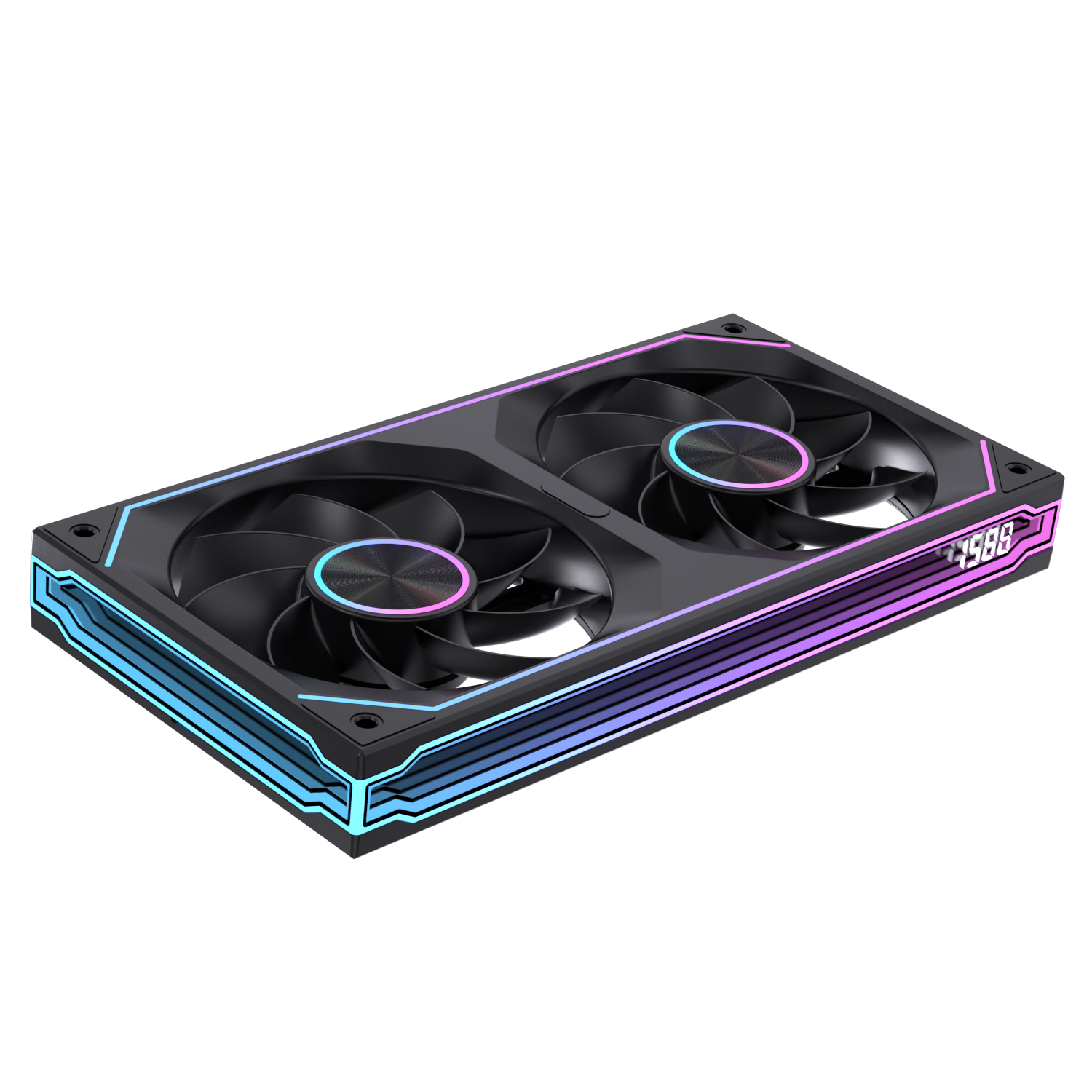 Raleigh Cool LianGuan PRO240 Integrated Block Fan Water Cooling Black Reverse Blade 12cm Case Fan Infinite Mirror Digital Display ARGB Sync PWM Speed Control Silent Desktop Computer Fan