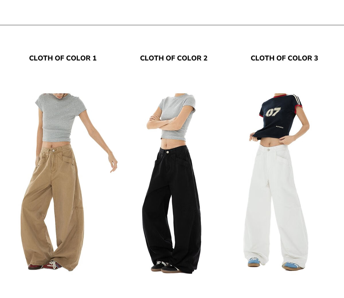 ICH MODE American Style Curved Blade Pants Women 2025 Autumn Winter Four Seasons Loose Straight Casual Wide-Leg Cargo Pants Banana Pants White L 2