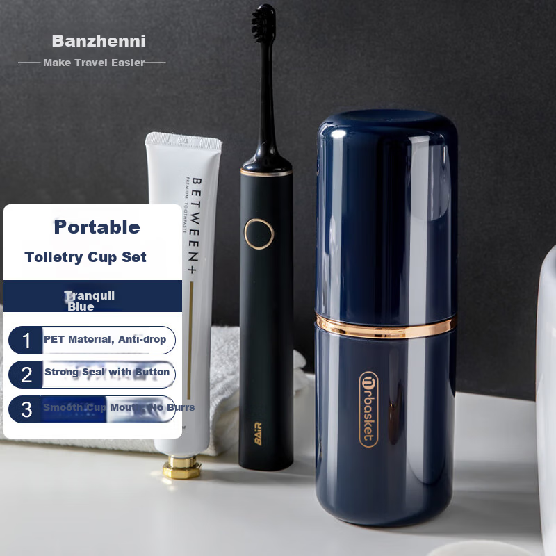 Banzheni Toiletry Cup, Toothbrush And Mouthwash Cup, Travel Portable Set for Business Trips, Home Use, for Men, Children, Couples, Large Capacity Cups