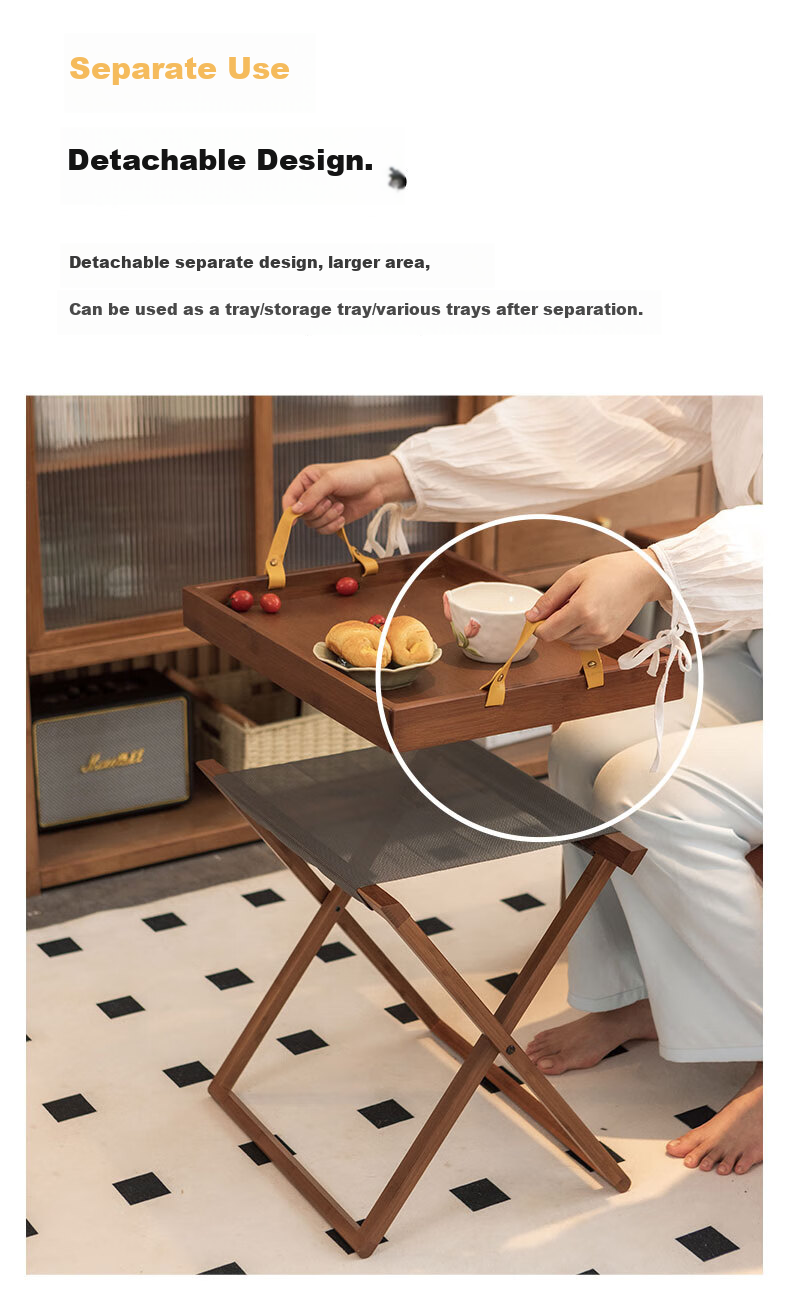DuLu Foldable Small Coffee Table for Home, Sofa Side Table with Tray, Portable Tea Table, Outdoor Small Side Table 5