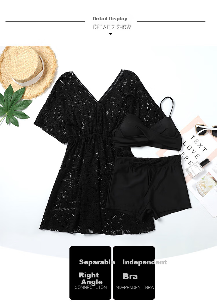 Yifu Bikini Swimsuit for Women, Instagram-Style Three-Piece Set, Korean Hot Spring Style, Chanel-Inspired Conservative Tummy-Covering Slimming Swimwear 13