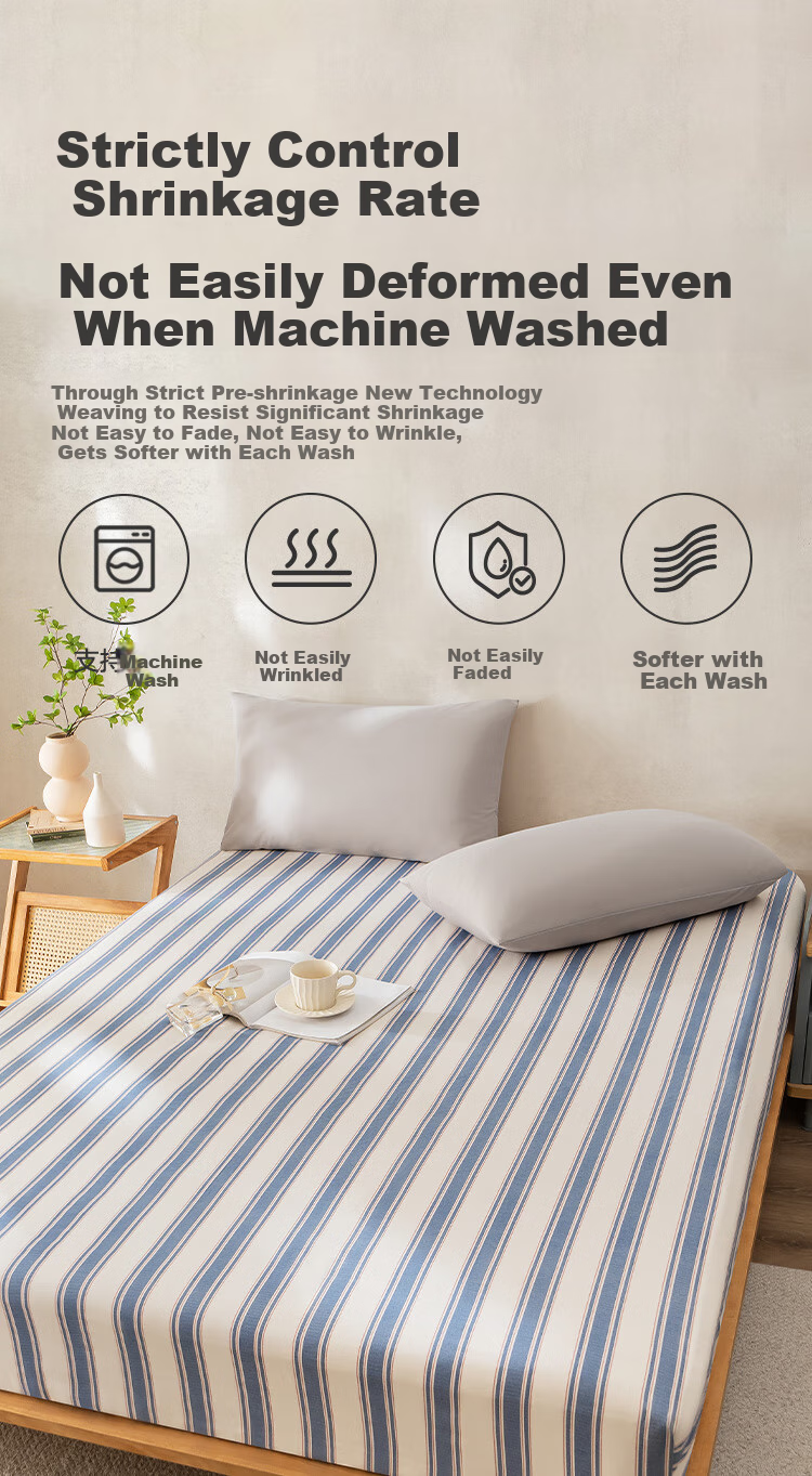 JD Original Pure Cotton Coarse Linen Fitted Sheet Single Piece Class A Skin-Friendly Breathable Comfortable for 1.8m Bed Gulf Style 7