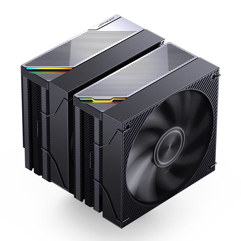 JONSBO CA90 Silver Blade Dual Tower CPU Air Cooler (High-Efficiency 6 Heat Pipes / Integrated Gold-Plated Top Cover / 130mm Performance PWM Fan / Blackened Tower / Copper Base Soldered)