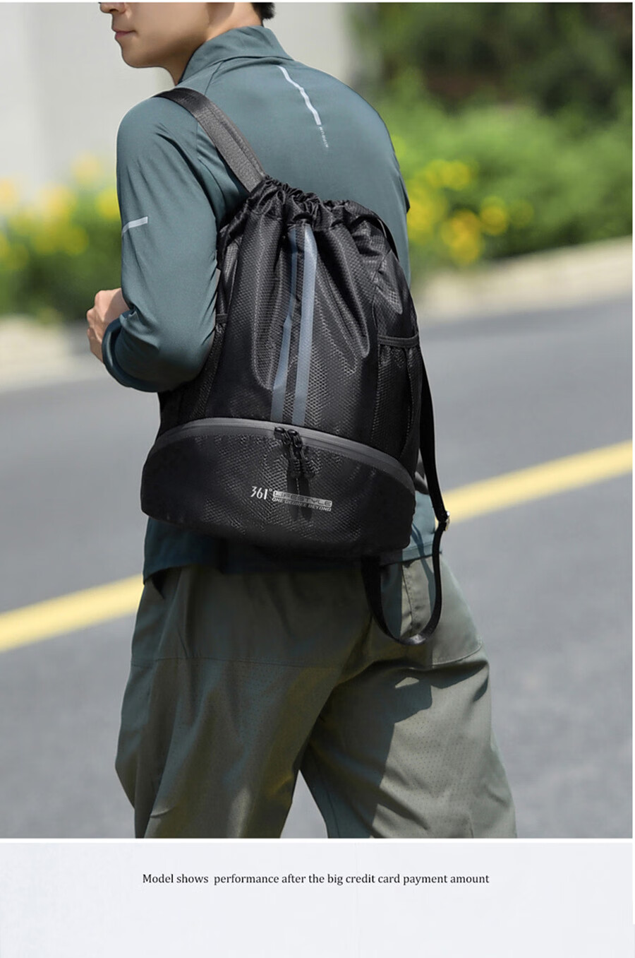 361° Sports Bag for Men Swimming Bag Basketball Bag Football Backpack Training Fitness Drawstring Shoulder Bag Black 3