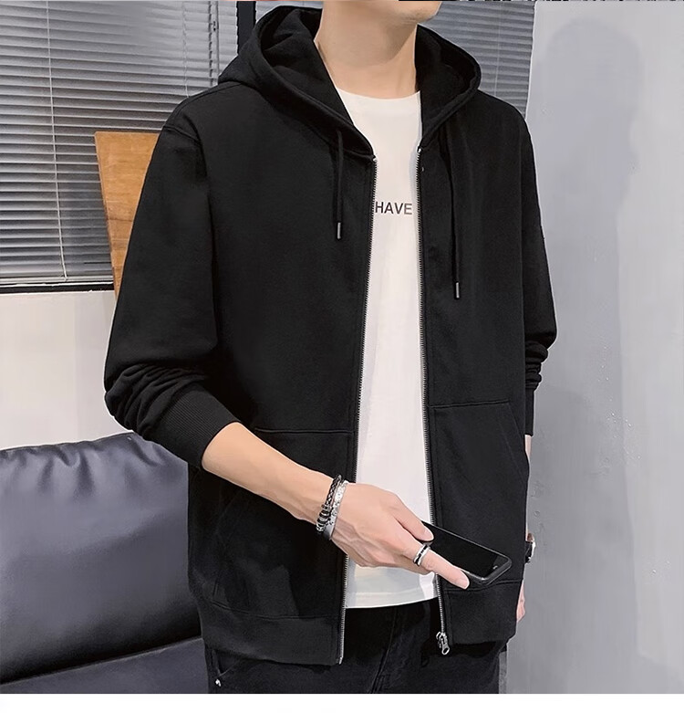 GLM Hoodie Jacket for Men, Spring And Autumn Season, Loose Casual Knitted Cardigan, Sports Jacket, Gray, XL 14