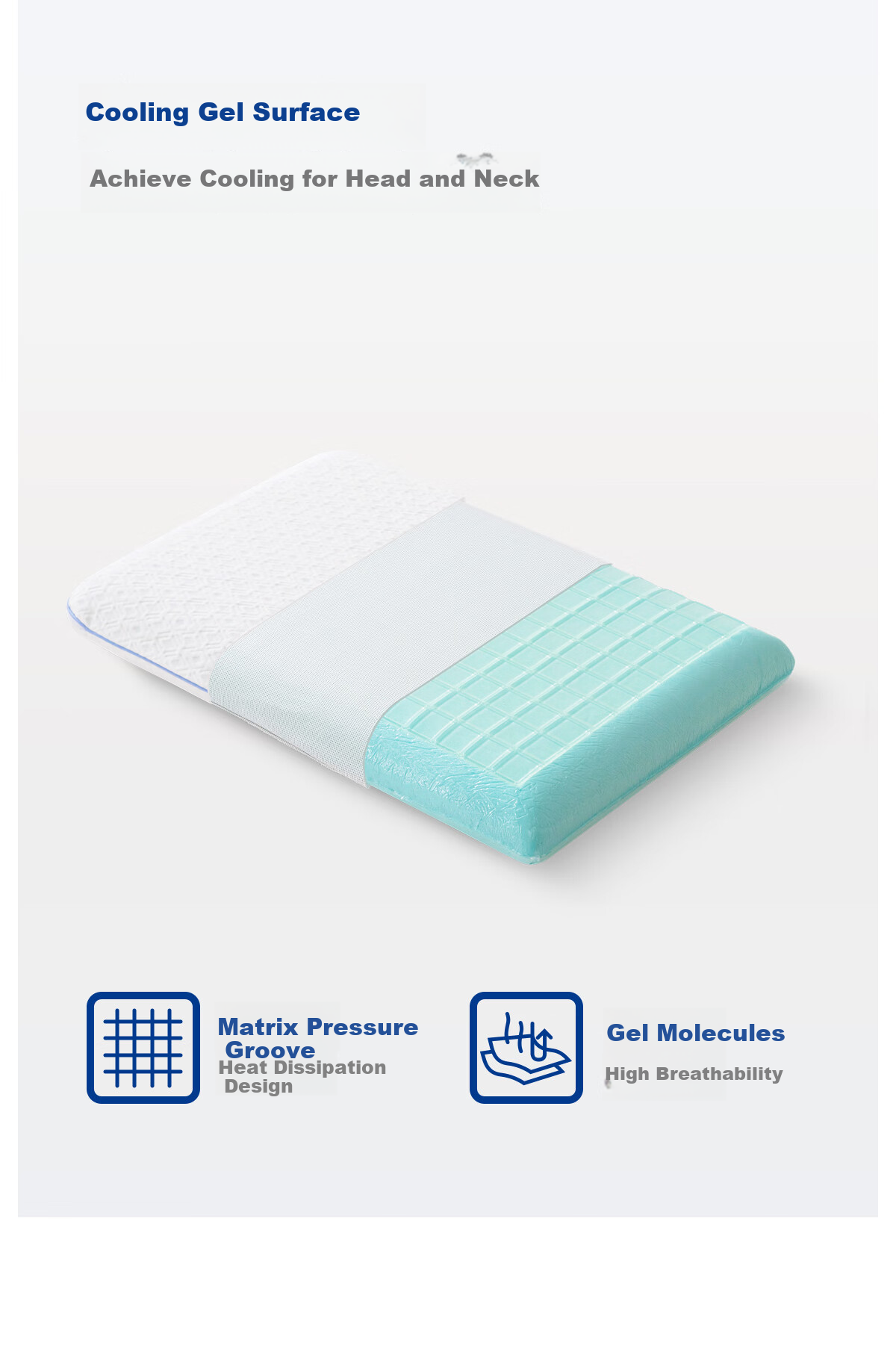 MLILY Memory Foam Pillow, Zero Pressure Slow Rebound Gel, Deep Sleep Cervical Pillow, Pillow Core, Single Person Comfortable Sleep, Zero Pressure Pillow, S Size 4