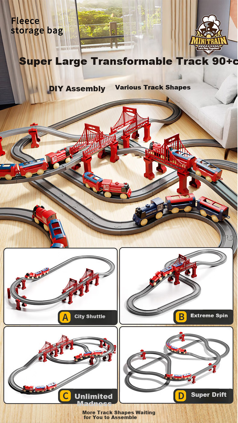 Beimuxing Children's Electric Train Track Car Toy, for Boys Aged 3-6, Roller Coaster Toy, Birthday Gift for Ages 7-14 4