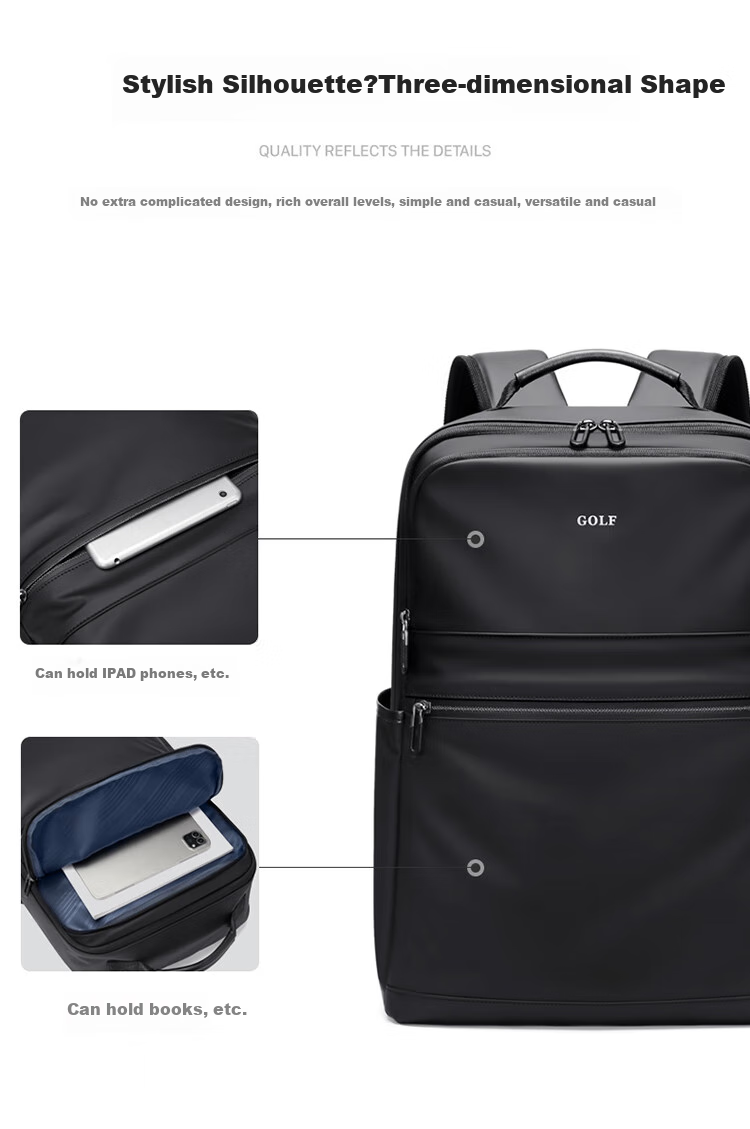 GOLF Backpack for Men, Casual Double Shoulder Bag, 15.6-Inch Laptop Bag, Water-Resistant Student Backpack for Travel And Business Trips 6