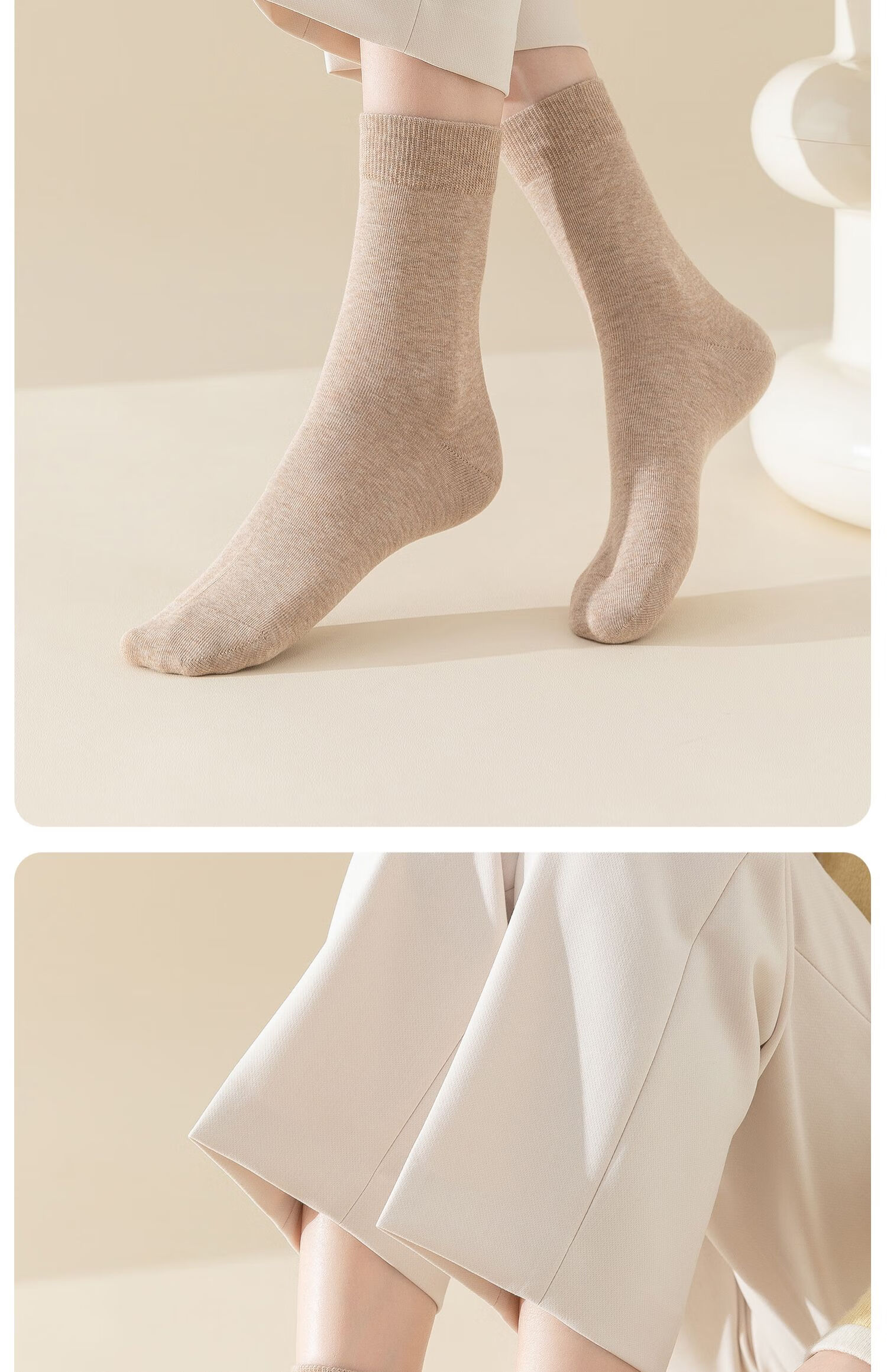 Guxu Disposable Women's Socks Travel Daily Throwaway No-Wash Autumn Winter Mid-Calf Odor-Resistant Socks 5 Pairs 32