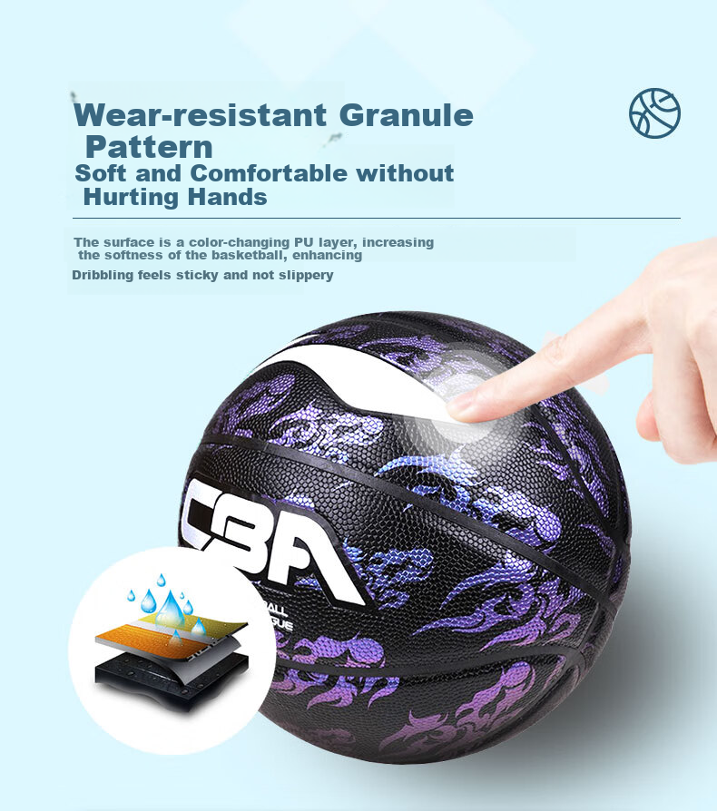 LI-NING Basketball Size 7 Adult PU Graffiti Design Indoor Outdoor Game Children Student Training Basketball LBDV210-3 4