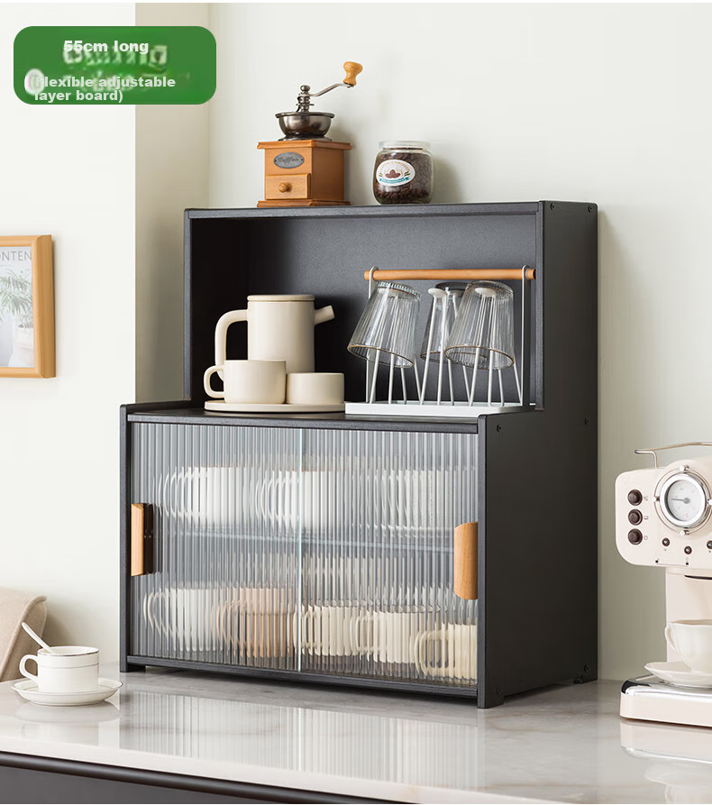 Laozhujiang Multi-Layer Desktop Cup Holder, Kitchen Countertop Storage Rack, Water Cup Organizer Cabinet, Tableware Storage Shelf, Table Seasoning Rack, 45cm Long 20