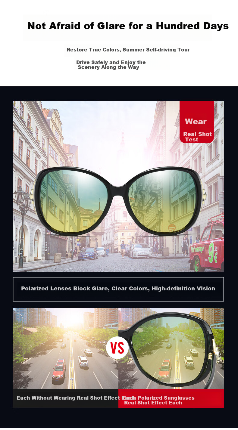 Lafudelu Women's Day And Night Sunglasses for Driving, Anti-UV, Anti-Glare, Polarized Driving Glasses with Reduced Glare for High Beam 5