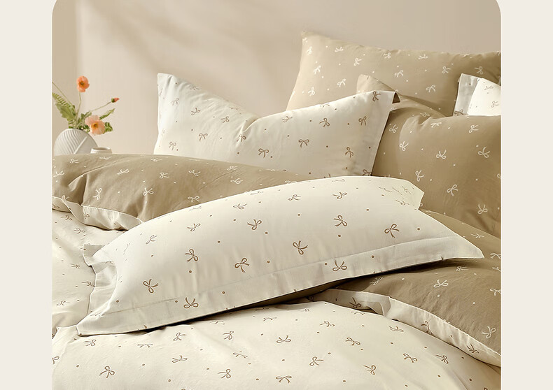 Mercury Home Textiles 4-Piece Bedding Set 100% Cotton Double-Layer Gauze Class A Breathable Duvet Cover and Pillowcase Dormitory Spring Autumn Double Bed Set 150cm×200cm 3