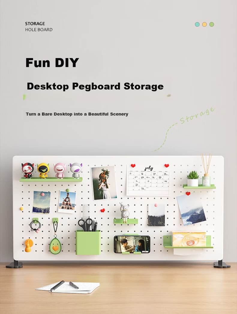 Baizi Pegboard Desktop Bookshelf, Study Desk, Computer Office Desk, Storage Organizer Rack, 11-Piece Set 1