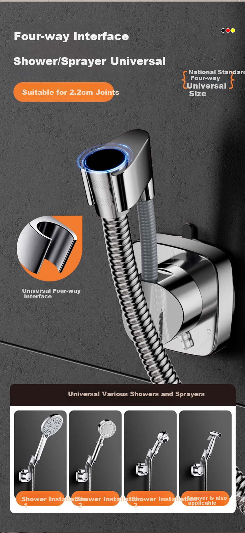 JROR [Germany] Shower Head Holder, No Drilling Required, Shower Base, Adjustable Bracket for Bathroom 9