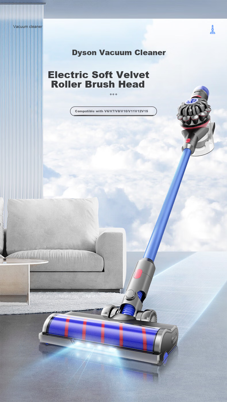 Fenlang Compatible with Dyson Vacuum Cleaner Accessories, Suction Heads for V7 V8 V10 And V11 Models, Floor And Carpet Brush Heads, Soft Bristle Roller Brush, Electric Mop Head 1