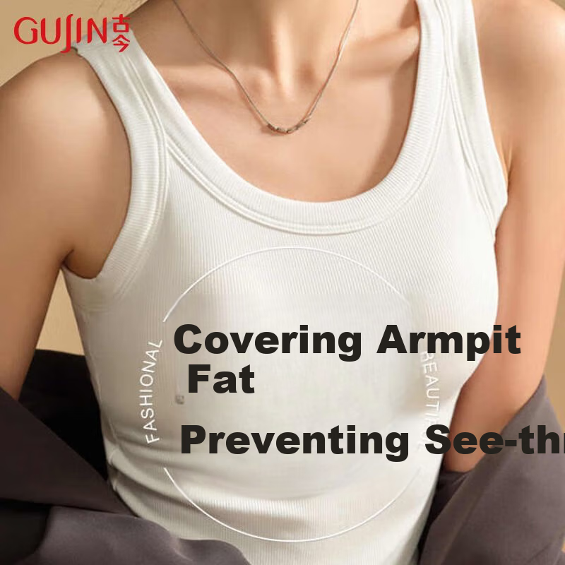 GUJIN Sleeveless Camisole Tank Top Knit Sweater Elegant Inner Wear Can Be Worn Alone Or As Undershirt Cotton No Chest Pads