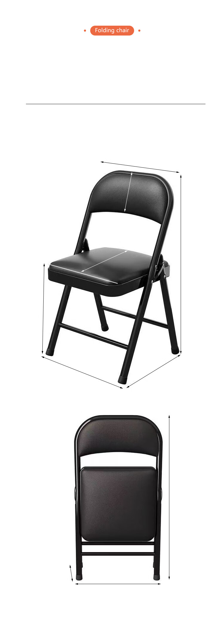 Annafu Simple Folding Chair Conference Chair Backrest Chair Computer Chair Office Chair Portable Dorm Chair ZY31 Black Frame Black Leather 15