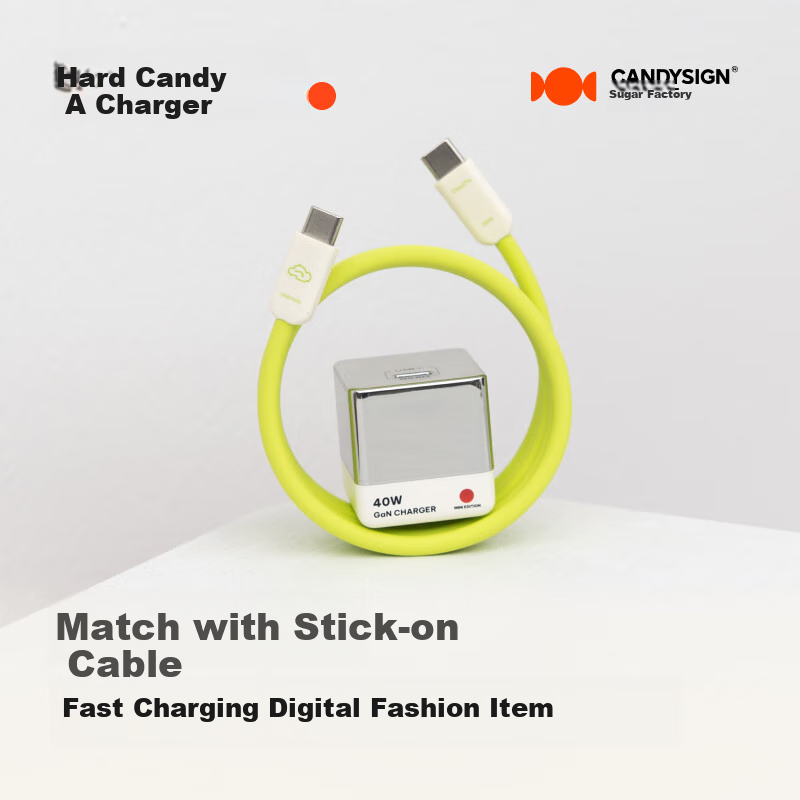 Зарядная головка CANDYSIGN Candy Factory Hard Candy A, 40W GaN, быстрая зарядка PD3.2, совместима с IPad, Apple 17/16, Android Type-C