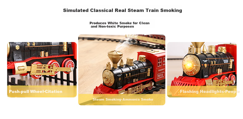 Snaen Children's Train Toy, Boys And Girls Retro Steam Train Track Set, Birthday Gift for Ages 3-6 4
