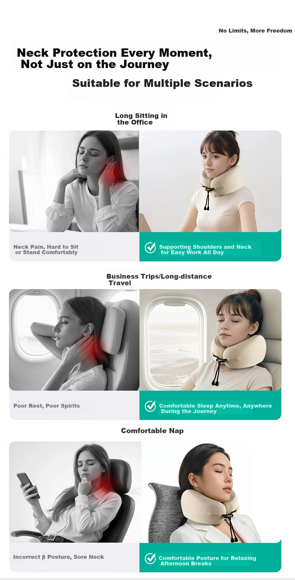 JEPPE [Class A] U-Shaped Neck Pillow, Airplane Pillow, Portable Travel U-Neck Pillow, Office High-Speed Rail Car Nap Neck Support 9