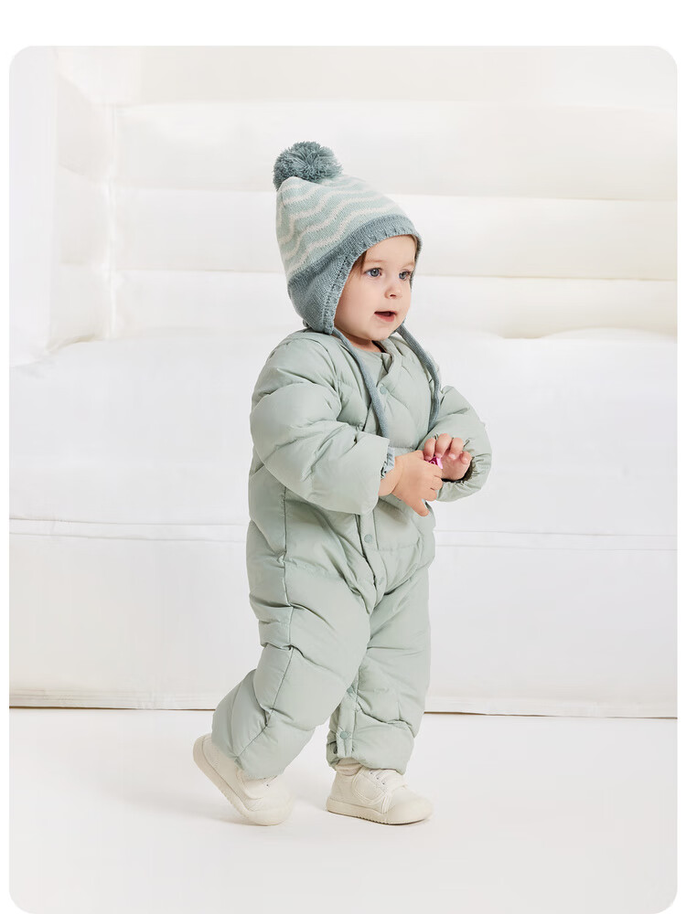 TONGTAI Baby Down Jacket One-piece Winter Romper Boys Girls Three-proof Duck Down White 66cm 1