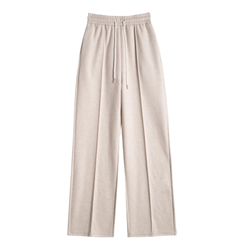 Langsha Woolen Wide-Leg Pants for Women Spring Autumn 2026 New Fleece-Lined Herringbone High-Waist Draped Casual Trousers