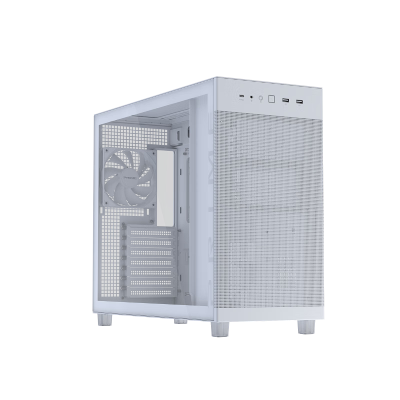 ASUS PRIME AP303 Ice Cube ATX White Case Tool-Free Removal 20Gbps Type-C Support 360mm Radiator 360mm GPU Support GPU Bracket