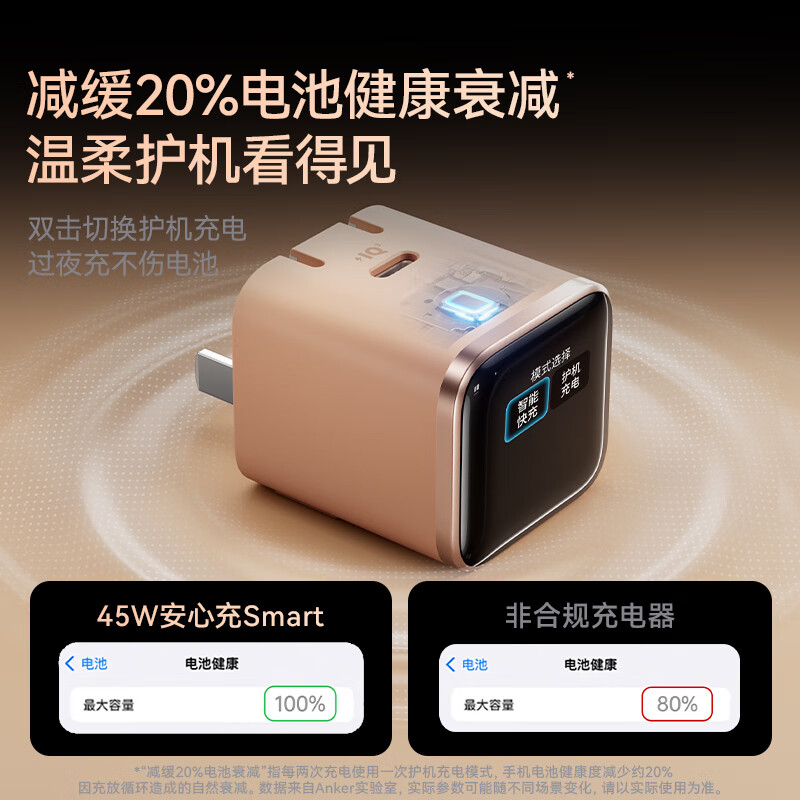 ANKER 45W GaN Type-C Fast Charger Smart Apple 17W Charging Adapter 40W PD for iPhone 16 Pro Max Apple 15 Orange