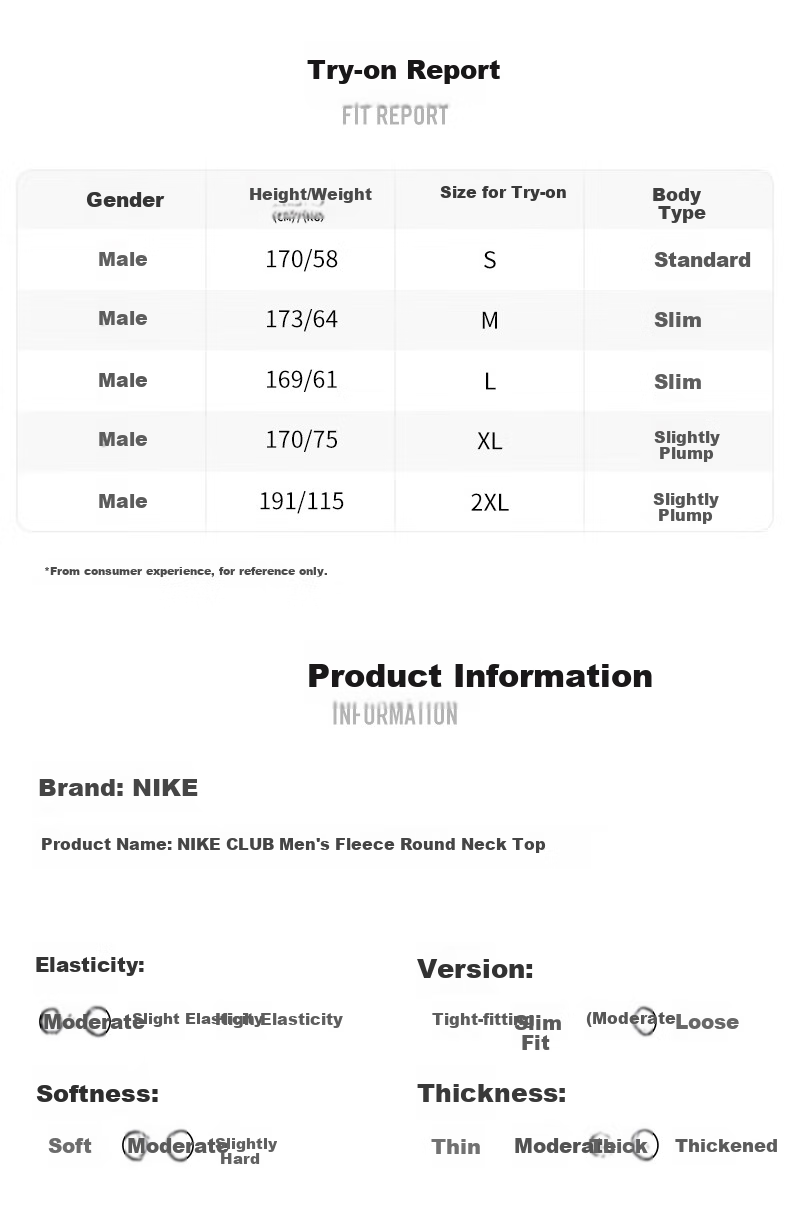 Nike Men's Crew Neck Knitted Sweatshirt Classic Simple Fleece Pullover FN3887-051 Gray White L 6