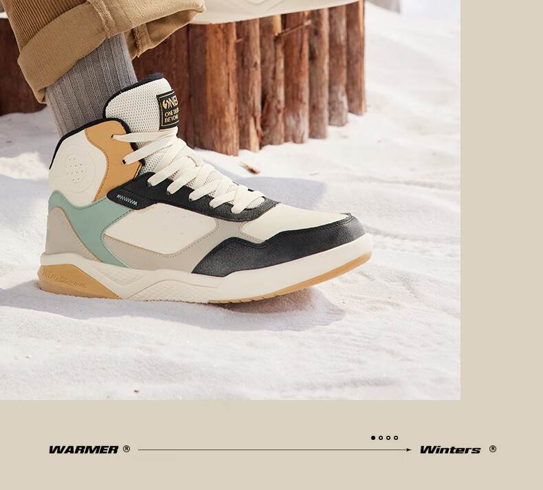 361° Men's Sports Shoes, Autumn And Winter High-Top Fleece-Lined Warm Cotton Shoes, Casual Sneakers for Men, 672146606A-8 22