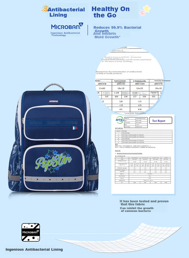 AMERICAN TOURISTER Boys' Comfortable Backpack for Grades 1-3 Elementary School Students, Children's Antibacterial Lightweight Backpack with Large Capacity NK1 7