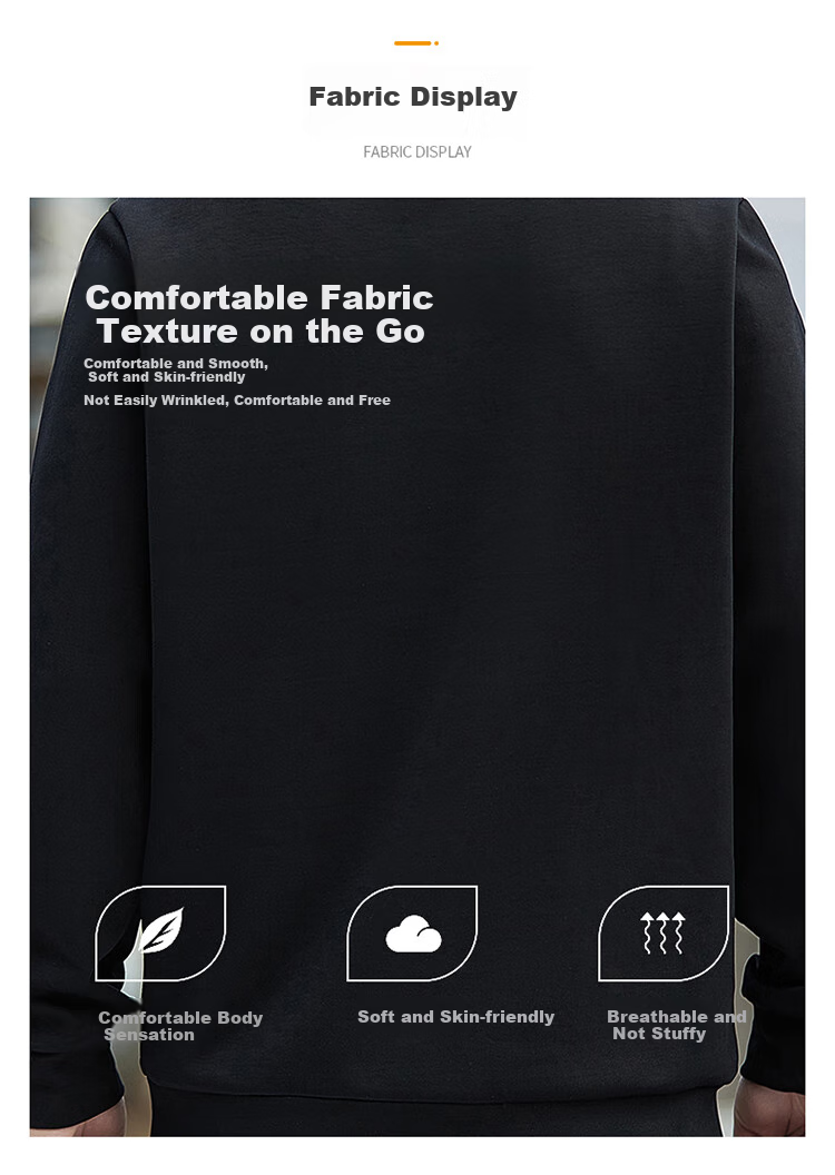 JEEP Men's Sweatshirt, Loose-Fitting Round Neck Undershirt for Spring And Autumn, Trendy Top, Men's Clothing, Black, 3XL 1