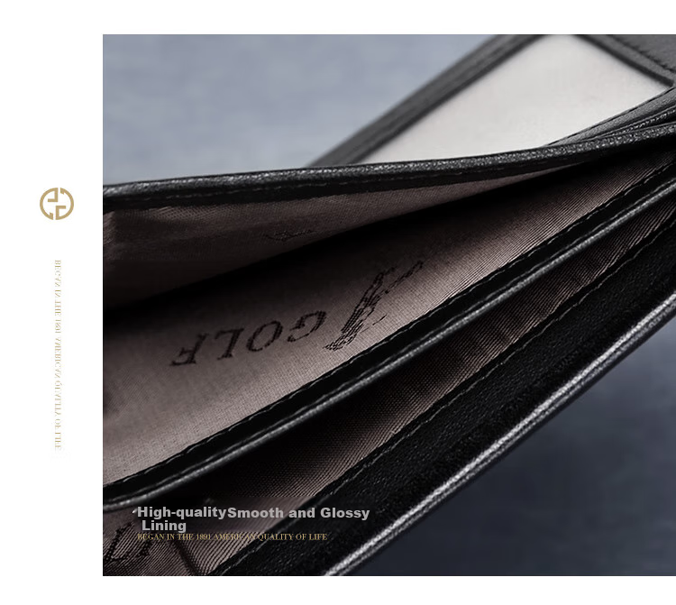 GOLF Men's Wallet, Top-Grain Leather, Horizontal Short Style, Multi-Card Slots, Card Holder, Leather Billfold, Coin Purse, ID Holder, Gift Box Packaging 10