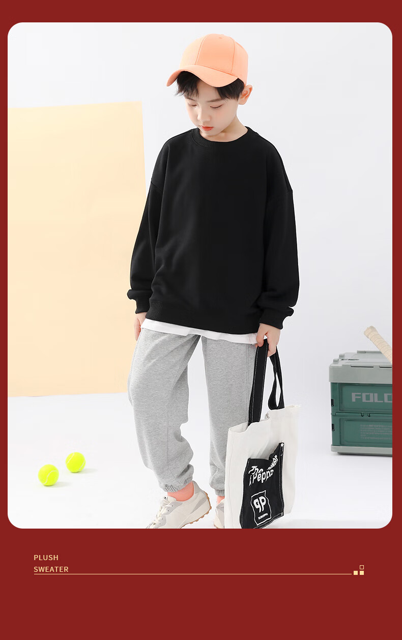 Langsha Boys' Fleece-Lined Crewneck Pullover Sweatshirt Spring Thin Fleece Casual Long Sleeve Top Durable Warm Pumpkin Orange Size 130 11