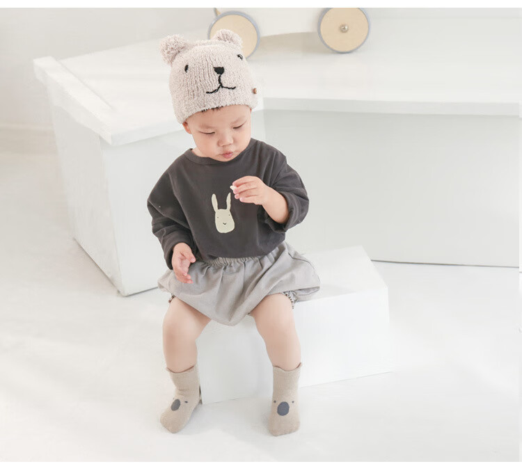 Five Cotton 3 Pairs Baby Socks Spring Toddler Non-Slip Floor Socks Insulated Foot Covers Early Education Socks for Children 4