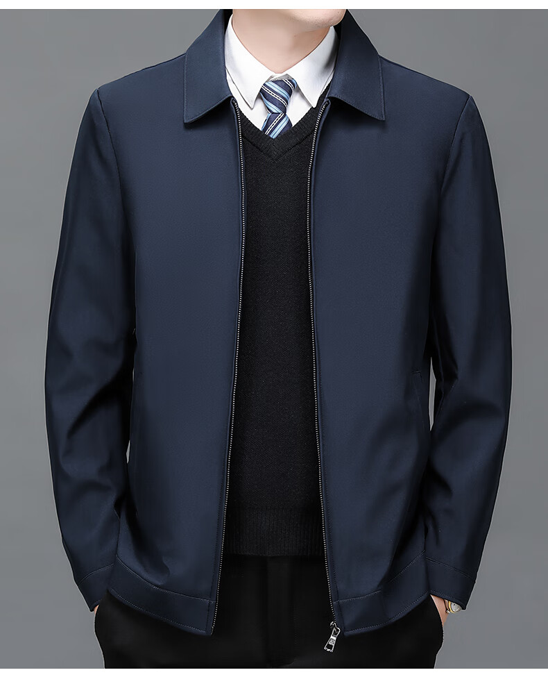 ROMON Men's Spring Autumn Business Casual Collar Executive Jacket MK21 Black 2XL 13