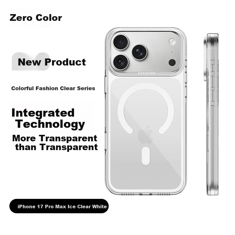 Чехол DEFENSE [Cool As Jade] для Apple iPhone 17 Pro Max, прозрачный, противоударный, с магнитной зарядкой, тонкий, для защиты телефона, Ice Transparent White