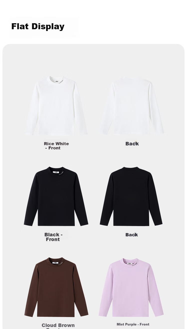 Annil Children's Clothing, Boys And Girls Mid-Round Long-Sleeve T-Shirt, 2025 Autumn New Style, Solid Color Base Shirt 11