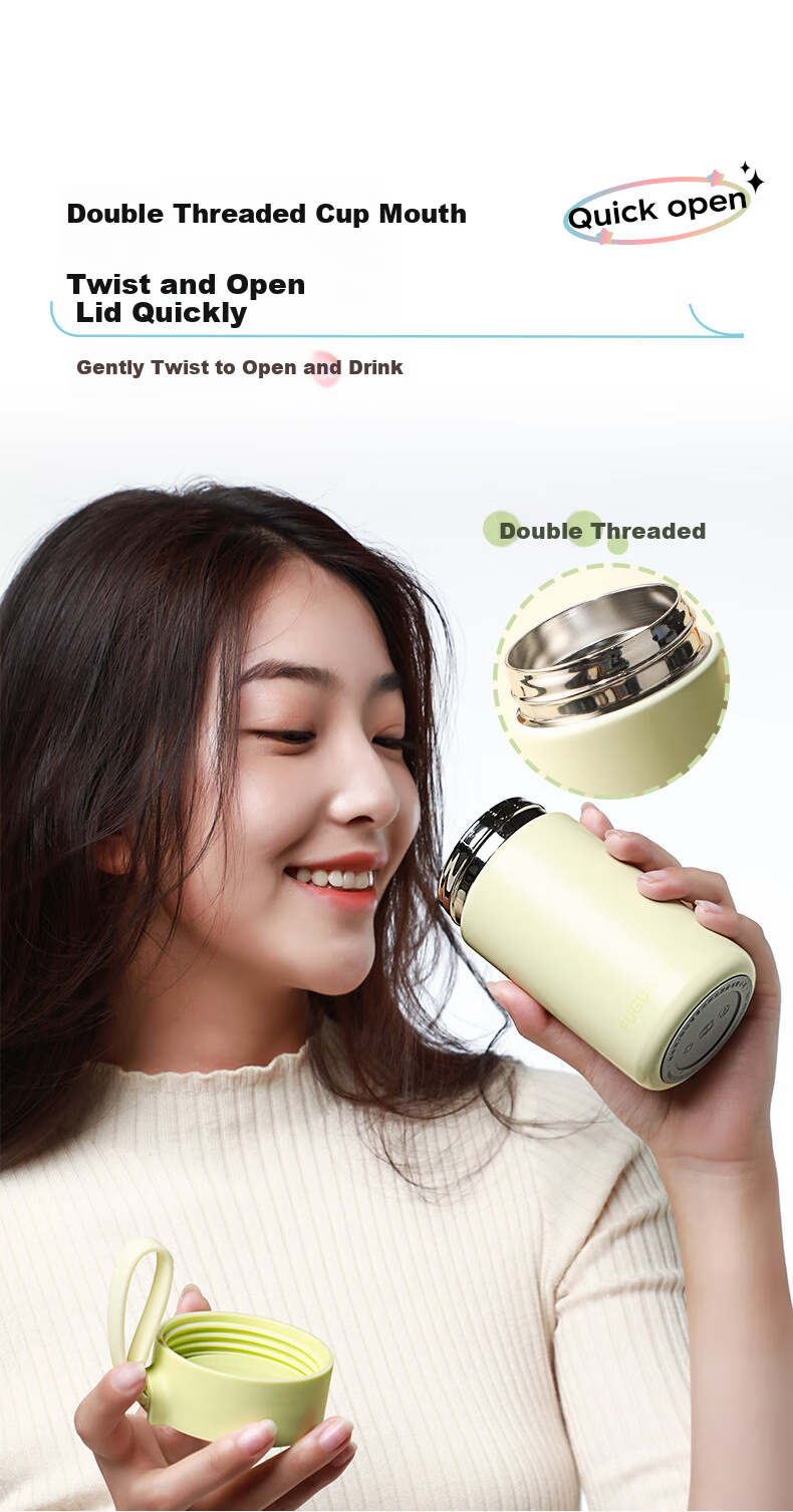 Fuguang Xinran Series, Insulated Mug, 316 Stainless Steel Water Bottle, Student Thermos Cup, Portable Tea Infuser Mug for Men And Women, Outdoor Use 8