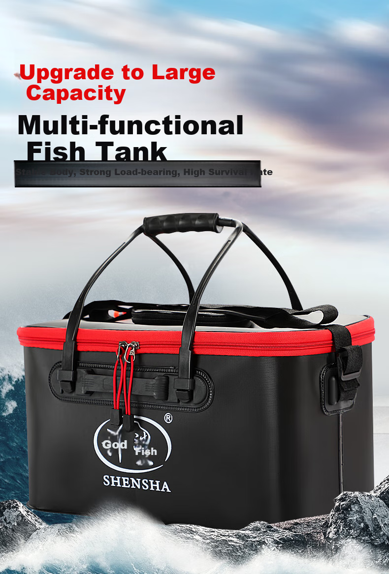Shensha Folding EVA Fishing Bucket with Handle, Thickened Portable Small Water Bucket for Catching Fish And Live Fish, Fishing Tackle 1