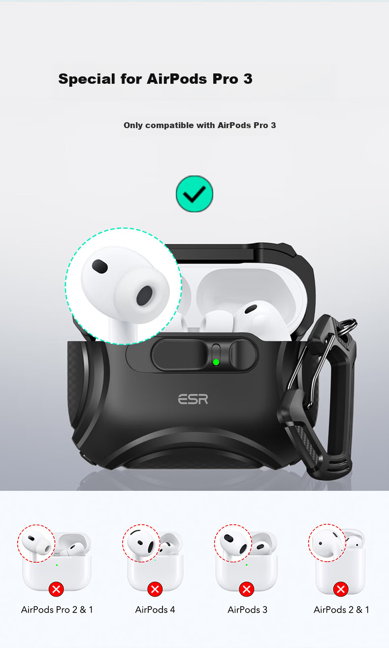 ESR AirPods Pro 3 Case, Third-Generation Apple Earphone Protective Cover, 2025 New MagSafe Magnetic Safety Lock Earphone Case, Wireless Charging Compatible, Shockproof Shell, Blue 2