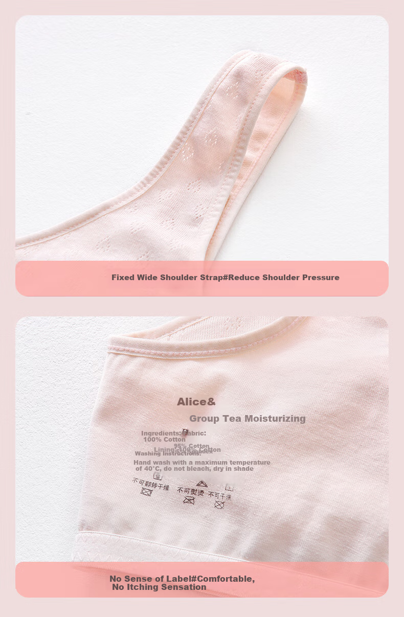 Ailier & ouluola Girls' Underwear for Middle School Students Ages 12-16, Teenage Girls' Pure Cotton High School Bra, Puberty Development Stage, Size 85B 14