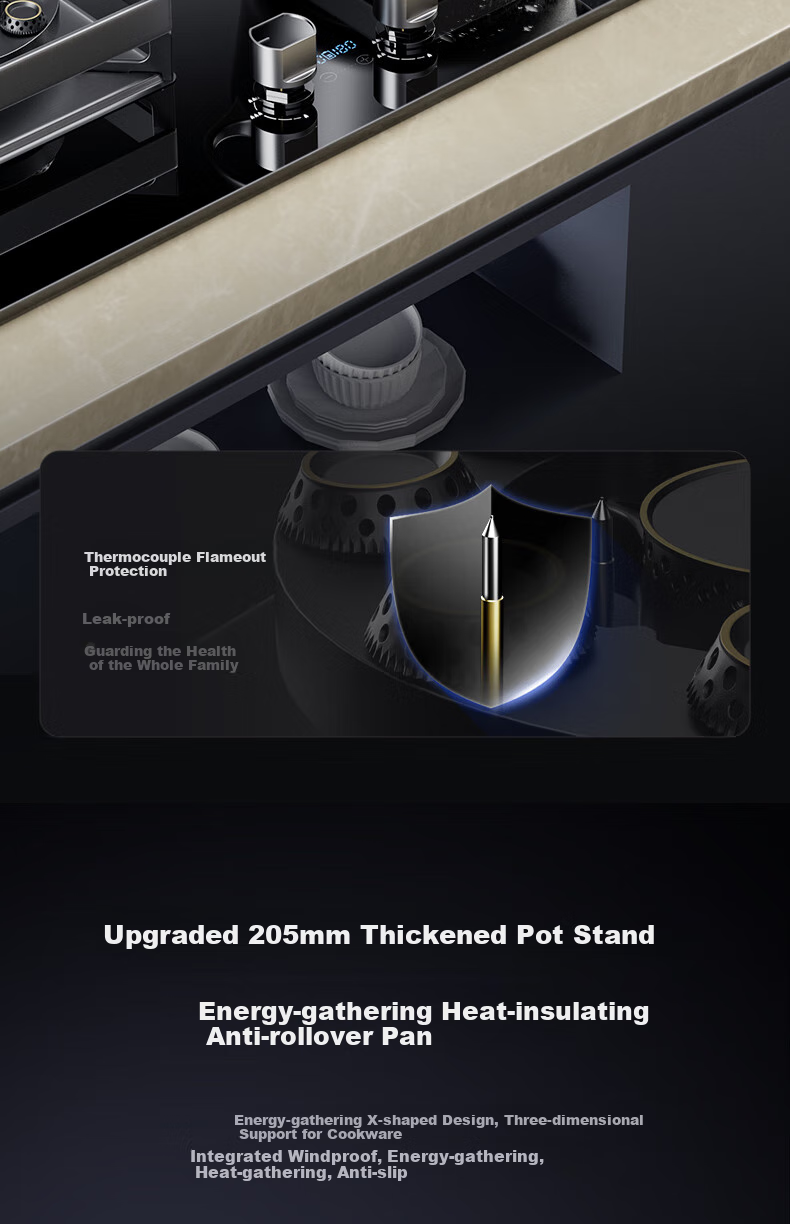 MeiLing Upgraded 70% High Efficiency Gas Stove Natural Gas Built-in Desktop 5.2kW Powerful Flame Dual Burner Gas Cooktop 515KL 9