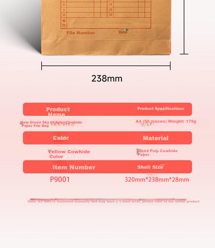 TANGO (TANGO) (TANGO) A4 Kraft Paper File Folders, Pack of 20, 200g Thickened 2.8cm, Rope Closure Office Use 11