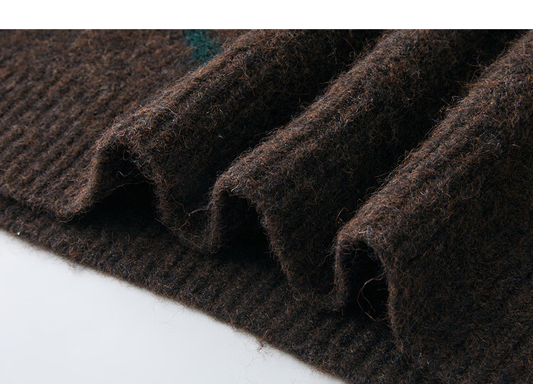 Demana [Warm Secret] Winter Lazy Style Colorblock Jacquard Crew Neck Wool Blend Knit Sweater for Women 3