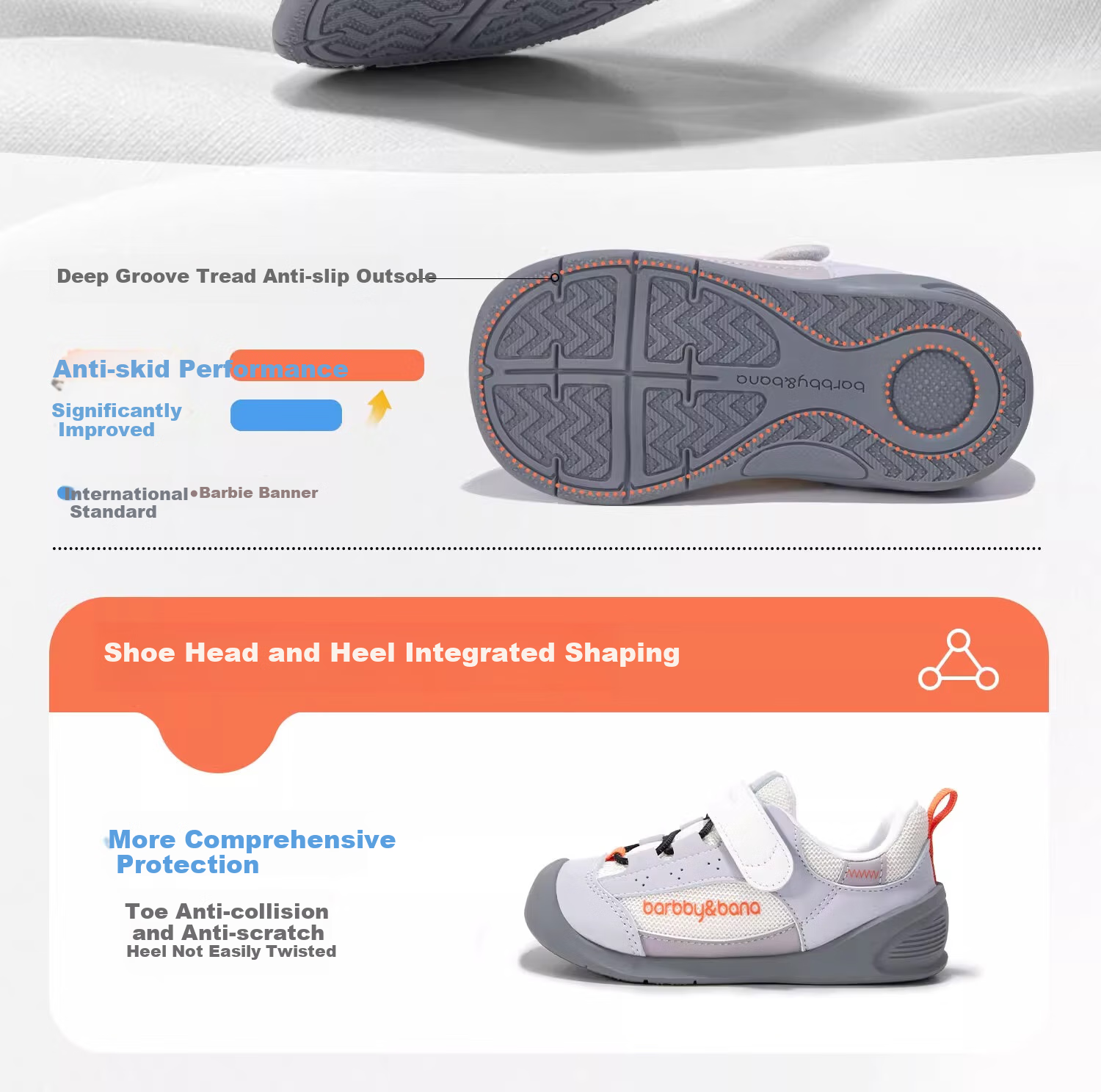 BARBBY&BANA Baby Walking Shoes, Infant Footwear, Spring/summer 2025, Breathable, for Ages 1-3, Soft Sole Functional Shoes, Black Purple Blue, Size 19 14
