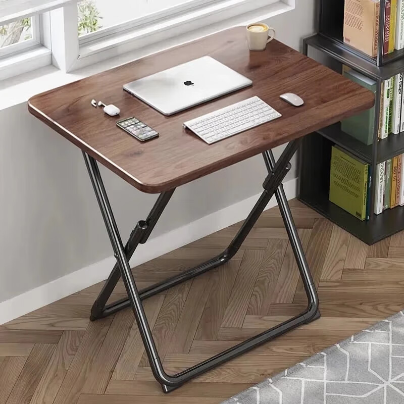 Jingcai Folding Table, Computer Desk, Study Desk, Simple Dining Table, Small Table JDZ12 Walnut Color