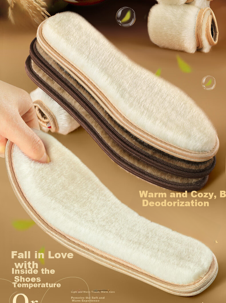 Nanjiren 3-Pair Set Warm Insoles for Men And Women, Cotton Fleece-Lined Thick Sweat-Absorbing Bamboo Charcoal Sole Winter Insoles, Mixed Set, Size 42 2
