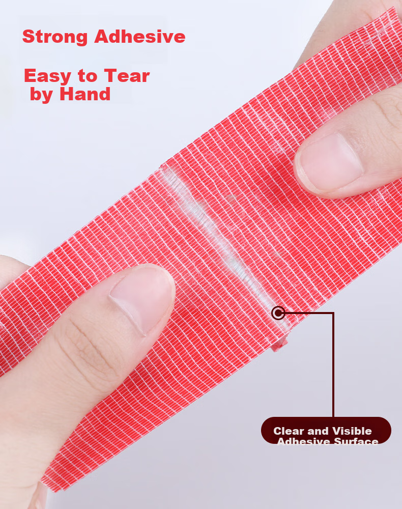 Mileqi 2101 Strong Adhesive Single-Sided Cloth Tape for Tarp Repair, Carpet Fixation, Heavy Object Binding, Waterproof And Wear-Resistant, Red - 48mm Wide * 25 Meters Long [5 Rolls] 5